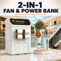 Kiosco de Alquiler de Ventiladores Compartidos 2 en 1 con Estación de Carga de Baterías Externas, Máquina de Alquiler de Ventiladores de Autoservicio para Eventos, Playa y Parque