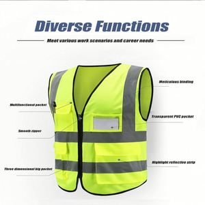 Chaleco de Seguridad con Logotipo Personalizado, Chaleco de Seguridad Reflectante con Múltiples Bolsillos y Cremallera, Ropa de Trabajo de Alta Visibilidad, Chaleco de Seguridad para Tráfico - Product Image 5