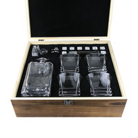 Gran oferta, logotipo personalizado, vaso de whisky transparente, juego de madera, accesorios de Bar, decantador de vino y whisky, accesorios para bebidas personalizados