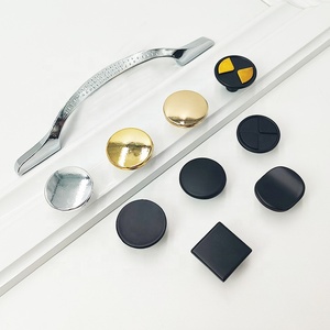 Poignée de tiroir de meuble en alliage d'aluminium Poignée d'armoire et bouton de porte de cuisine Bouton rond Poignée d'armoire en or noir - Product Image 1