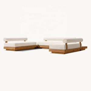 Muebles de jardín de patio hechos <span class=keywords><strong>a</strong></span> mano de teca Indonesia para exteriores sasánida <span class=keywords><strong>Bondi</strong></span> sofá modular seccional en U de teca sólida - Product Image 3