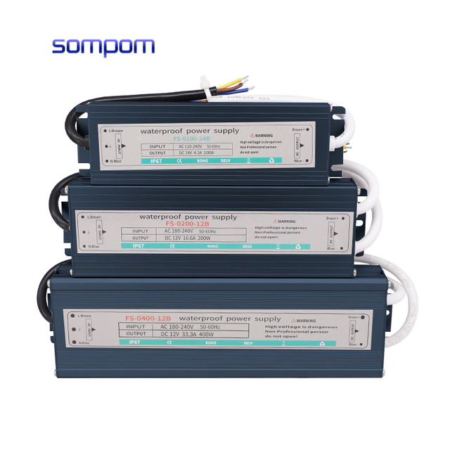 AC DC 12V/24V Waterproof Aluminum Housing High Efficiency Switching LED Driver Single Output Overload Protection 60W-400W