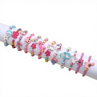 Bracelet en perles de bois à motif animalier de dessin animé, pour activités créatives d'enfants de maternelle, cadeau mignon, créatif et coloré