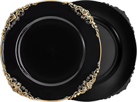 Assiettes de présentation dorées de 13 pouces, réutilisables, en plastique, décoratives, pour mariages, anniversaires et événements.
