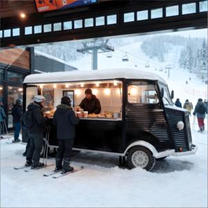รถพ่วงขายอาหารเคลื่อนที่สำหรับฤดูหนาว พร้อมหน้าต่างกระจกสองชั้นและระบบทำความร้อนพื้น สำหรับบริการจัดเลี้ยงริมเนินสกี - Product Image 1