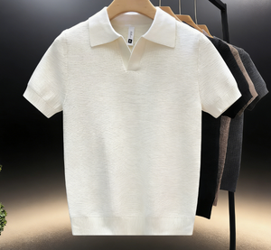 Camiseta de punto de manga corta para hombre, nueva colección de verano, con cuello tipo tijera, de lyocell, fresca y resistente a las arrugas - Product Image 4