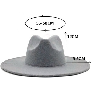 Bán Buôn Đen Trắng Màu Hồng Phương Tây Thời Trang 9.5 Cm Lớn Rộng vành Sombrero Số Lượng Lớn fadora Fedora Cảm Thấy <span class=keywords><strong>Hat</strong></span> Cho Nam Giới Phụ Nữ Chapeau Femme - Product Image 5