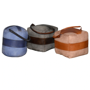 Taburete otomano de cuero elegante, asiento suave y cómodo, muebles decorativos para sala de estar, reposapiés decorativo para el interior del hogar - Product Image 2