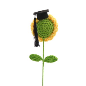 Cross-border best-selling finished handmade <b>crochet</b> sunflower graduation gift <b>set</b> for couples, sunflower yarn dolls. - Product Image 5