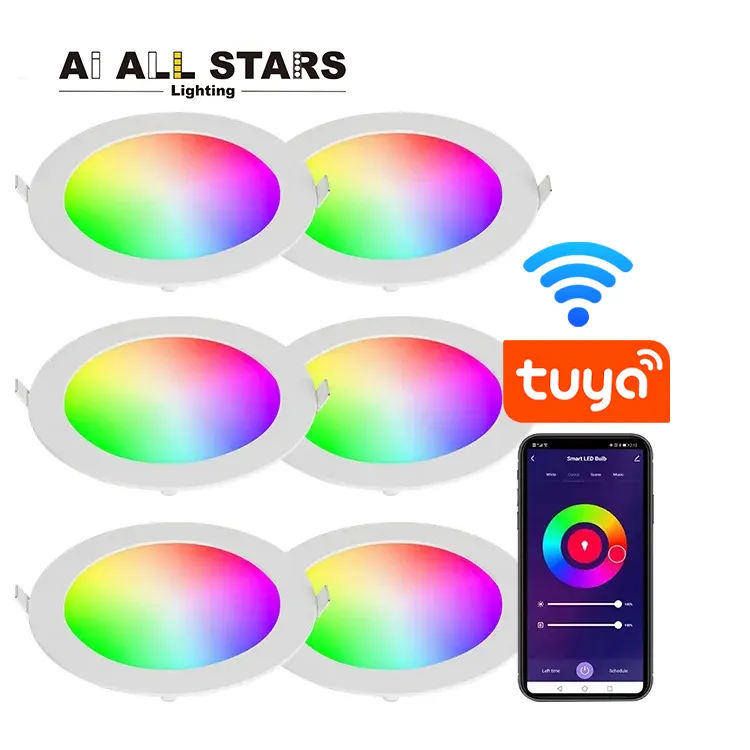 Tuya-lámpara de techo inteligente para decoración del hogar, luz LED empotrada RGB con Wifi