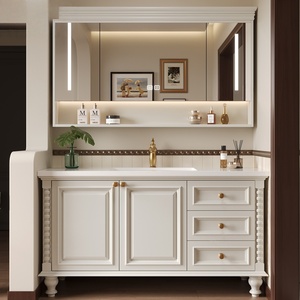 Mueble de Baño Independiente con Lavabo Integrado de Cerámica con Aspecto de Piedra de Roble Americano, Espejo con Iluminación Inteligente - Product Image 1