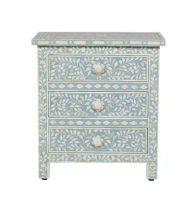 Commode minimaliste de haute qualité à motifs floraux faite à la main avec incrustation d'os avec design géométrique pour meubles d'appoint au prix le plus bas - Product Image 4