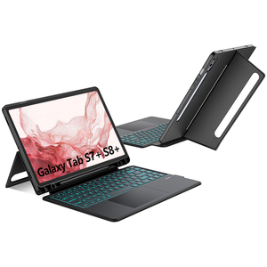 Étui clavier Premium <span class=keywords><strong>pour</strong></span> <span class=keywords><strong>Samsung</strong></span> Galaxy Tab <span class=keywords><strong>S7</strong></span> + S8 + clavier rétroéclairé sans fil avec <span class=keywords><strong>coque</strong></span> antichoc Touchpad - Product Image 1