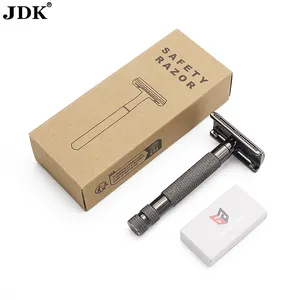 Maquinilla de afeitar de doble filo con mango de metal y logotipo personalizado al por mayor JDK con caja de embalaje