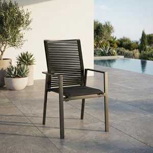 Sedia da <span class=keywords><strong>Esterno</strong></span> Moderna in Lega di Alluminio Verniciata a Polvere <span class=keywords><strong>Antracite</strong></span> con Tessuto a Rete Traspirante e Resistente per Parco e Giardino - Product Image 1
