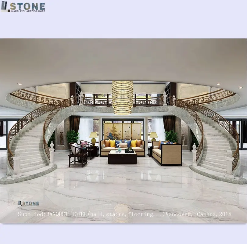 white marble and black stone stairs for indoor of white marble looks from Foshan stone suppliers