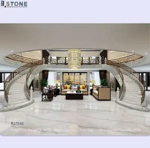 Escaleras de mármol blanco y piedra negra para interiores, aspecto de mármol blanco de proveedores de piedra de Foshan