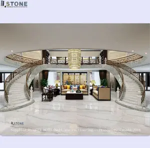 White Marble And Black Stone Stairs For Indoor Of White Marble Looks From Foshan Stone Suppliers