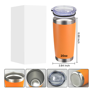 カスタムロゴ対応 20oz ステンレス 真空断熱 タンブラー フタ付き 保温保冷 コーヒーマグ 粉体塗装 - Product Image 4