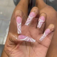 Fournisseurs d'ongles en diamant de ballerine française, ongles artificiels, ongles de cercueil longs, à presser
