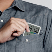 HAPTIME YGH5253 Pro Termometer-Higrometer Digital untuk Dalam Ruangan, Dudukan Meja Magnetik, Jam dengan Tanggal, Layar LCD Besar, Bertenaga Baterai, Bersertifikasi CE ROHS