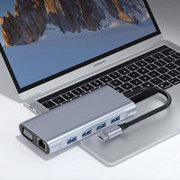 Adaptador HUB 11 en 1, 4K, VGA, Tipo C, PD, USB 3.0, RJ45, Ethernet, Lector de Tarjetas SD/TF, Base de Conexión Compatible con Laptop