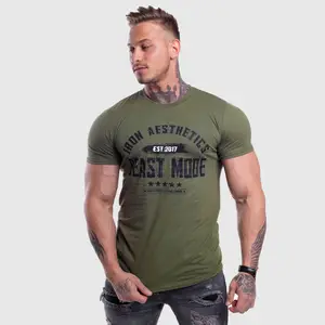 Camiseta estampada masculina, fabricante de roupas, camiseta de poliéster para homens 60/40 algodão