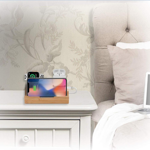 במבוק עץ רב מכשיר USB טעינת תחנת טלפון stand ומזח מארגן שולחן תחנת עגינה - Product Image 6