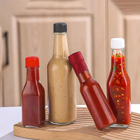 Bouteille en verre carrée transparente pour sauce chili, 100ml, 150ml, 250ml, avec couvercles en plastique – Vente en gros