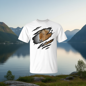 Camiseta con estampado de caballo de Noruega con efecto desgastado para amantes de los caballos, unisex, de manga corta, cuello redondo, digital - Product Image 3