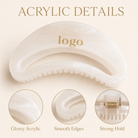 Pince à cheveux en acrylique en forme de croissant de 12 cm avec logo personnalisé Ume, pince à cheveux surdimensionnée à maintien solide pour cheveux épais, accessoires pour cheveux en gros