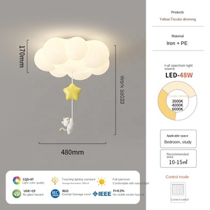 Cartone animato nuvole lampada da soffitto per camera da letto per <span class=keywords><strong>bambini</strong></span> Full Spectrum LED intelligente protezione degli occhi per soggiorno decorazione lampadario - Product Image 4