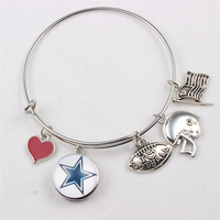 Bracelet tendance avec logo des équipes NFL, breloques « J'aime le football », bracelet fait main, cadeau de survie pour femme, fille, bijoux sportifs, vente en gros