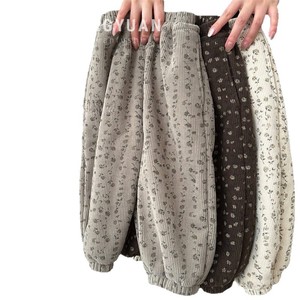 Girls Fleece <b>Lined</b> <b>Pants</b> Floral Print Thickened Loose Lantern <b>Pants</b> Winter Wear Cotton Material - Product Image 5