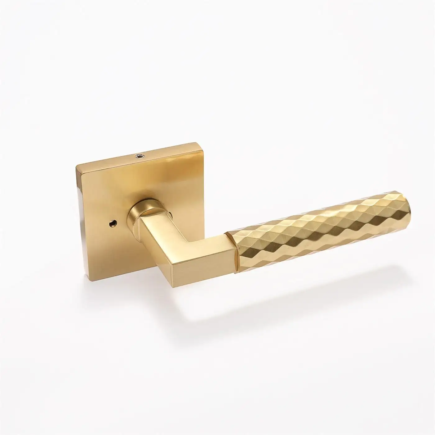 Mềm chéo Knurled kim cương phổ biến Mỹ cửa xử lý sang trọng vàng rắn brass nội thất cửa xử lý khóa thiết lập với các phím biệt thự