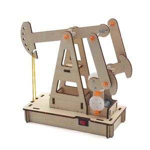 Wooden Oil Pump <b>Model</b> <b>Kit</b> With Gear Transmission For Kids Diy Assembly Educational Toy 4-6 Years Old - Product Image 1