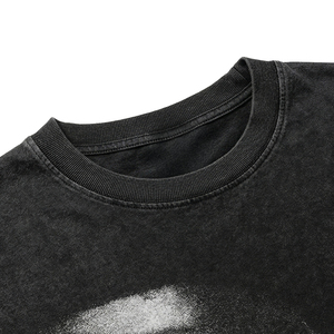 TOPSHOW OEM Custom Oversized <b>Drop</b> Shoulder Heavyweight Black <b>Acid</b> Wash Graphic T Shirt Men Vintage Streetwear - Product Image 4