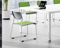 Chaise de conférence empilable GS-G2041B sans accoudoirs, en PP, design industriel, base en métal, pour salle de réunion, salon, chambre, école