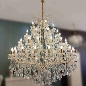 Benutzer definierte Gold große Maria Theresa Kerze Kristall Leuchte Luxushotel Esszimmer Glanz Dekor Licht
