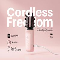 Lisseur de voyage en céramique de 1,5 pouces, réglable avec 4 niveaux de température, brosse chauffante portable sans fil, fer à friser