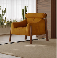 Mid-Century Modern Retro Einzels ofa Sessel Waxed Wood Klappbarer Lounges essel mit Vintage-Stil für Villa/Wohnzimmer Schlafzimmer