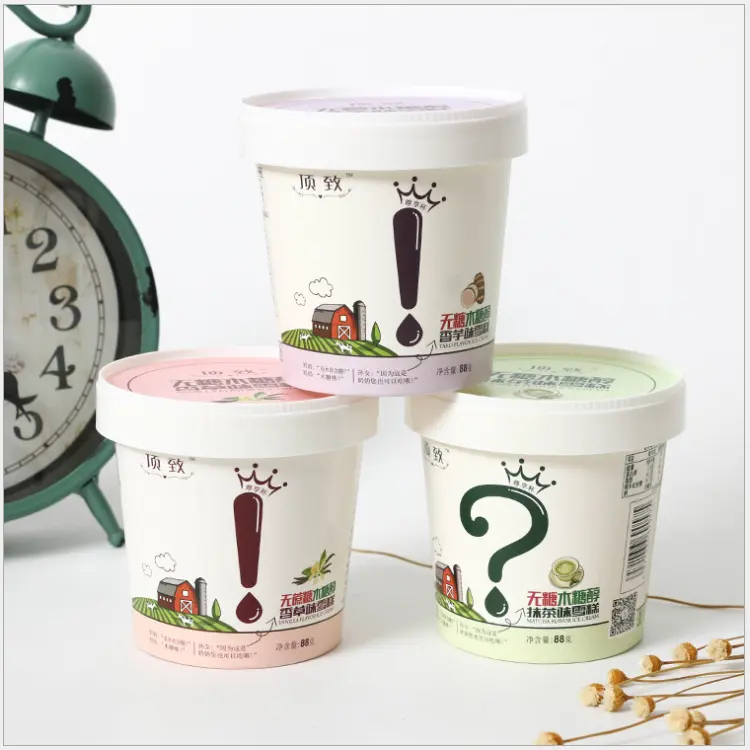 Trung Quốc Thực Hiện Chuyên Nghiệp Bán Buôn Cốc Giấy Với Nắp Giấy Ice Cream Cup Bao Bì