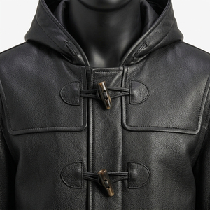 Abrigo de Cuero Genuino para Hombre, Estilo Workwear, Impermeable, Chaqueta de Invierno, Corte Regular, Doble Botonadura, Color Sólido, Poliéster - Product Image 4