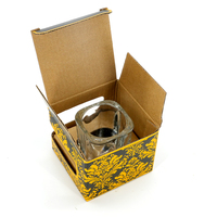 Ensemble de boîtes en carton ondulé imprimées sur mesure avec fenêtre, motif damassé, pour verres à shot et bouteilles, avec insert