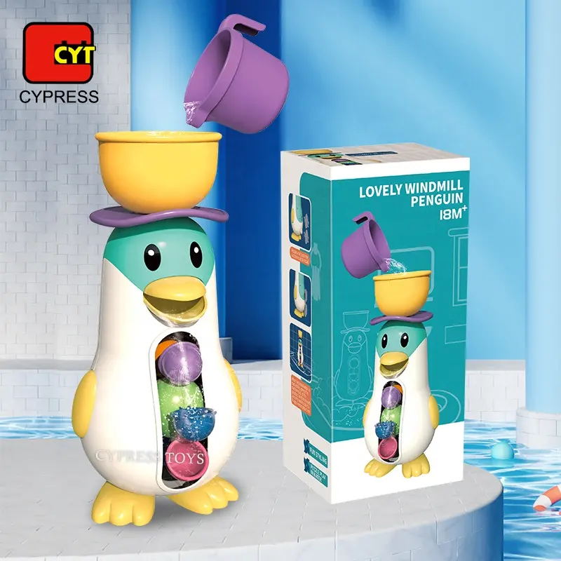 Popüler çocuk banyo oyuncakları bebek oyuncak sulama güzel yel değirmeni penguen