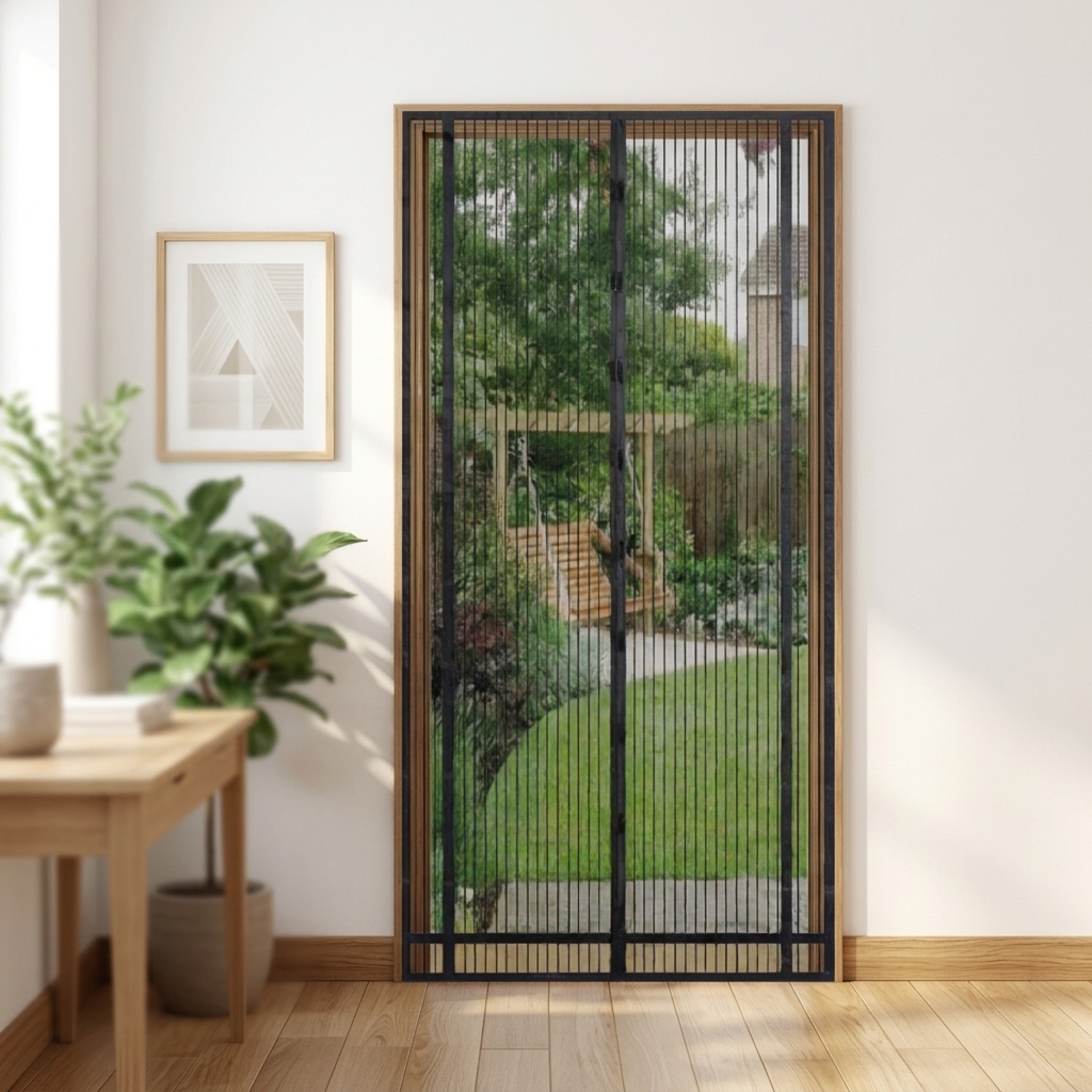 Modern Durable Magnets Door Magnetic Mesh Curtain 1mm Fiberglass Insect Resistant Hotel Use Pet Friendly Easy 210cm Look Look