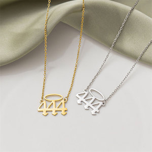สร้อยคอเลข 222 สแตนเลส 316L ชุบทอง 14k 18k PVD สำหรับผู้หญิง ขายส่ง - Product Image 6