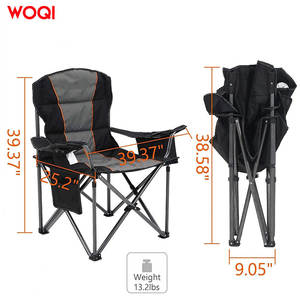 Chaise pliante de camping Woqi 39,37 pouces en tissu Oxford noir avec structure en aluminium, chaise de jardin d'extérieur - Product Image 3