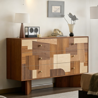 Commode à 6 tiroirs en bois massif de style mid-century, armoire de rangement murale de style artistique original pour salon