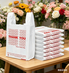 Food Grade Durable Disposable Plastic T-Shirt <b>Bags</b> PE Vest Style Customizable Carry <b>Bags</b> for Restaurant Fast Food Deli Bakery - Product Image 1